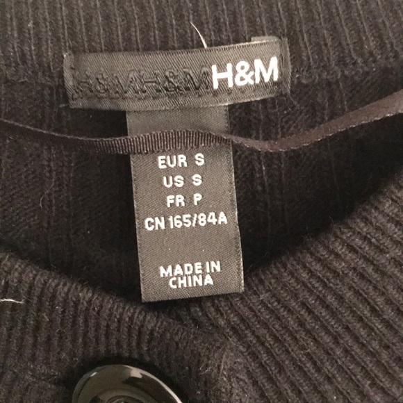 Black wool blend swing cardigan with pockets XS/S - Picture 3 of 8